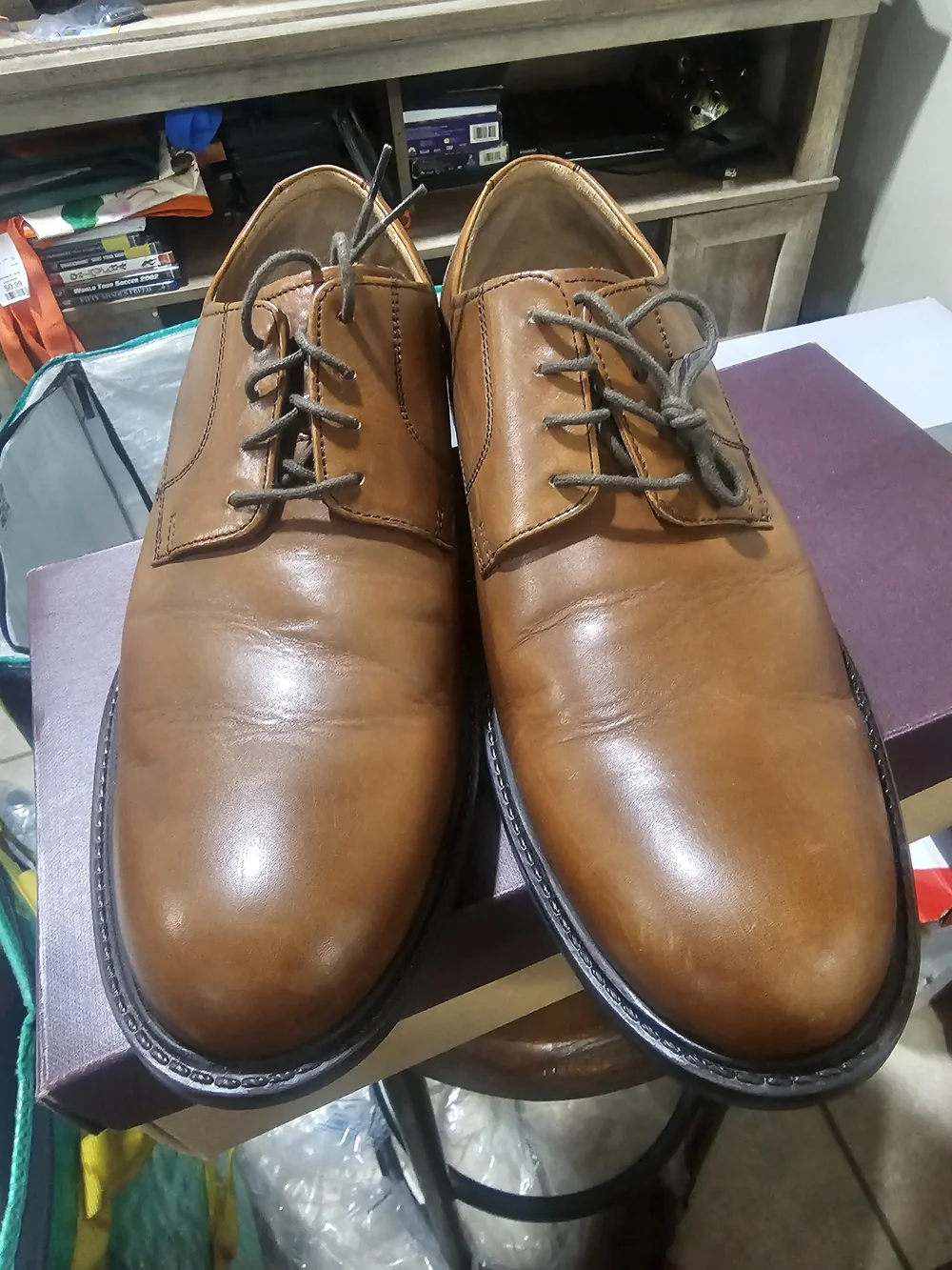 Johnston & Murphy Tan Leather Oxford Lace-Up Shoes